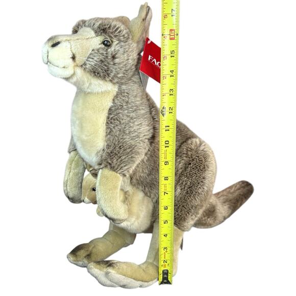 NEW FAO Schwarz KANGAROO & BABY JOEY 18" Tall Large Plush Stuffed Animal Toy NWT - Picture 2 of 16